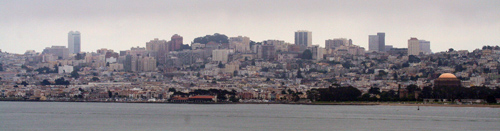 Gezicht op de stad vanaf de Golden Gate Bridge